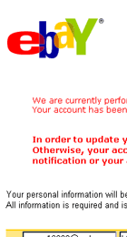 Ebay Account update information - Phishing Scam