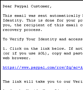 Paypal - To Verify Your Identity - Spoof Email Phishing Scam