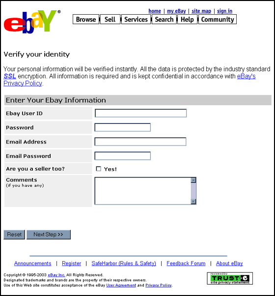 eBay Regular Maintenance - Spoof Email Phishing Scam