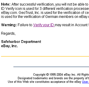 Verify your eBay ID - Spoof Email Phishing Scam