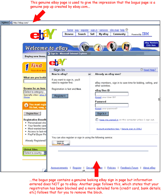 eBay Account Suspended bogus web page