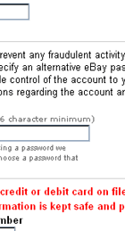 eBay.com Protection bogus web page with form