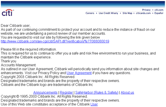 Citibank Fraud Verification Process