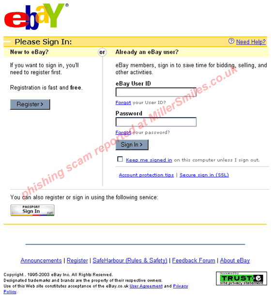 eBay - Security Measures (SafeHarbor) (KMM82003618V76837L0KM) spoofed email