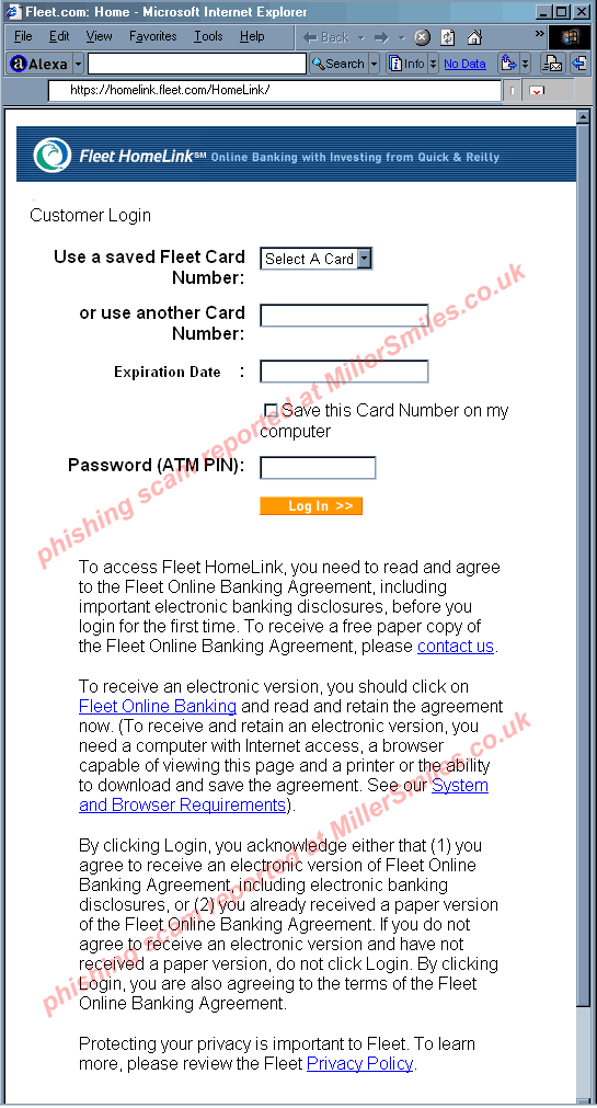 FleetBank Email Verification Required forged web page with address bar spoofing.