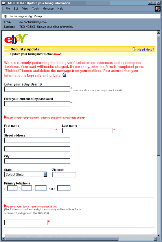 TKO NOTICE: Update your billing information (eBay)