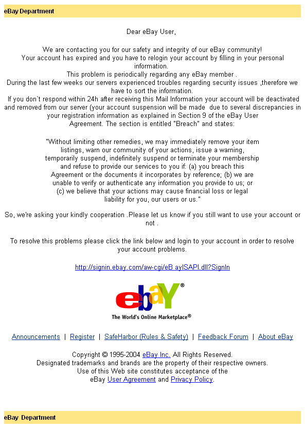 SUSPENDED EBAY USER ID