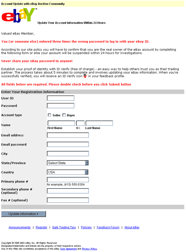 Security Notice (eBay)