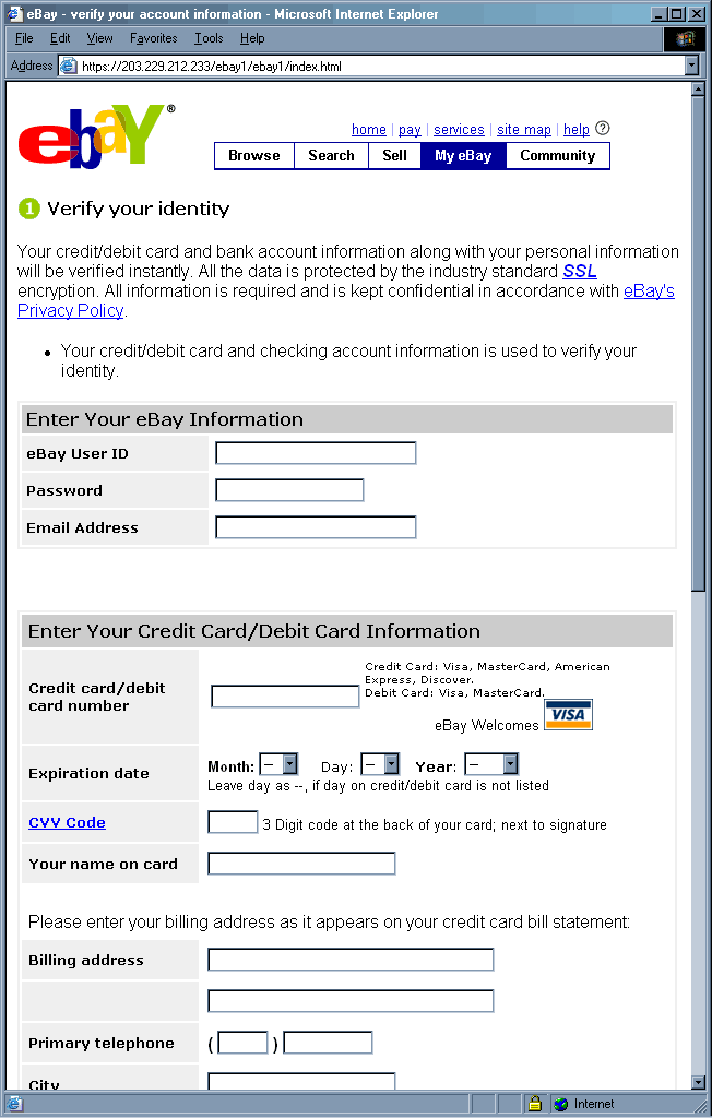 eBay Billing Update