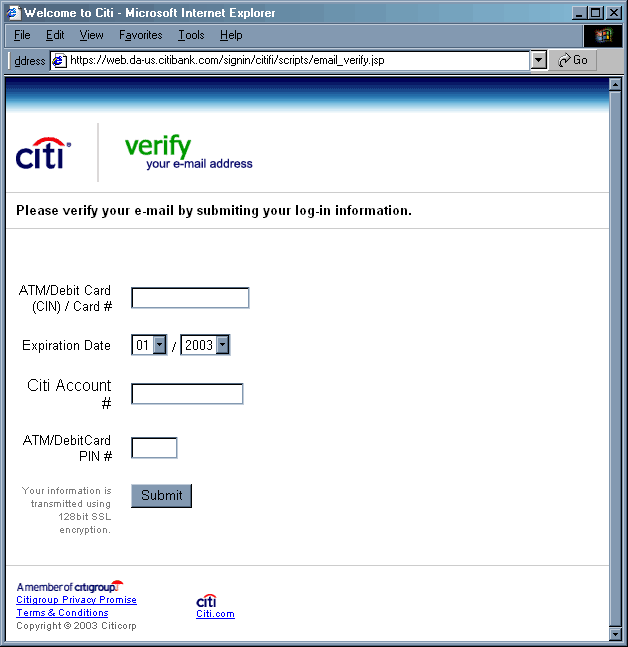 Citibank Account Update