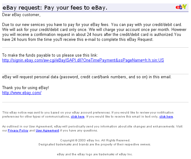 eBay official notice