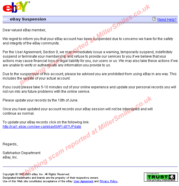 FPA: Account Suspension Notice - Section 9 (eBay) - email