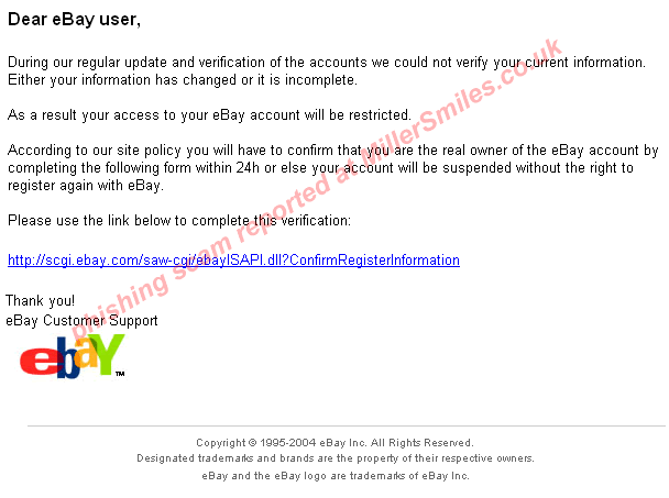 FPA NOTICE: eBay account suspension warning - email.