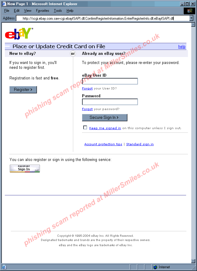 FPA NOTICE: eBay account suspension warning - forged sign in page.