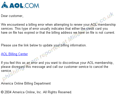 Billing Notice  (AOL) 