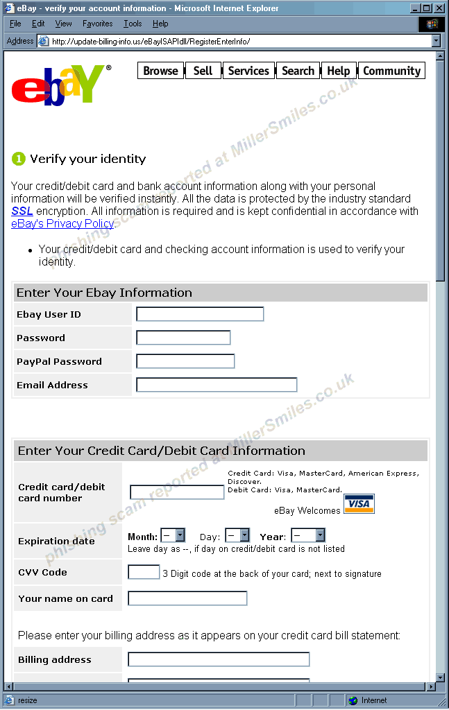 Update Your Billing Informations (EBAY)