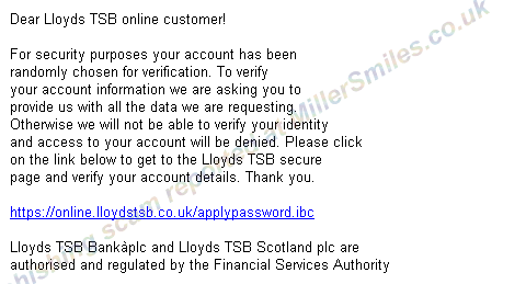 Official information from Lloyds TSB