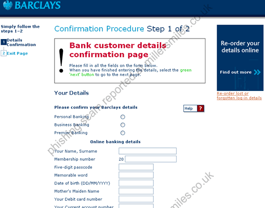 BARCLAYS ONLINE BANKING Online Service - Barclays Phishing Scams ...