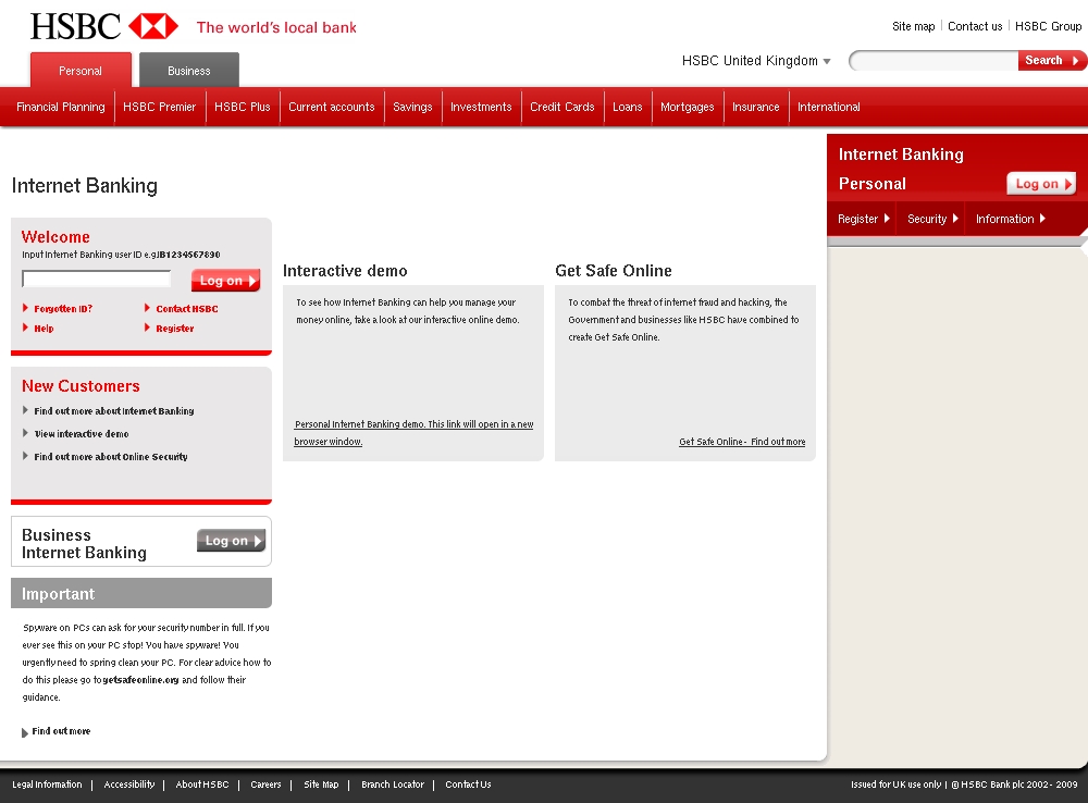 hsbc login internet banking uk